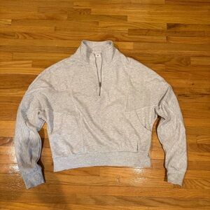 Garage Gray Mock Neck Cropped Sweatshirt